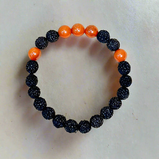bracelet with black and orange beads