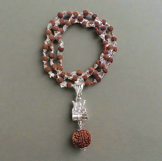 5 Mukhi Rudraksha Silver Mala