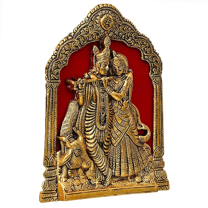 gold-finished metal Radha Krishna idol