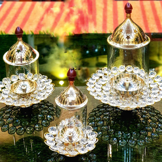 Brass & Glass Akhand Diya