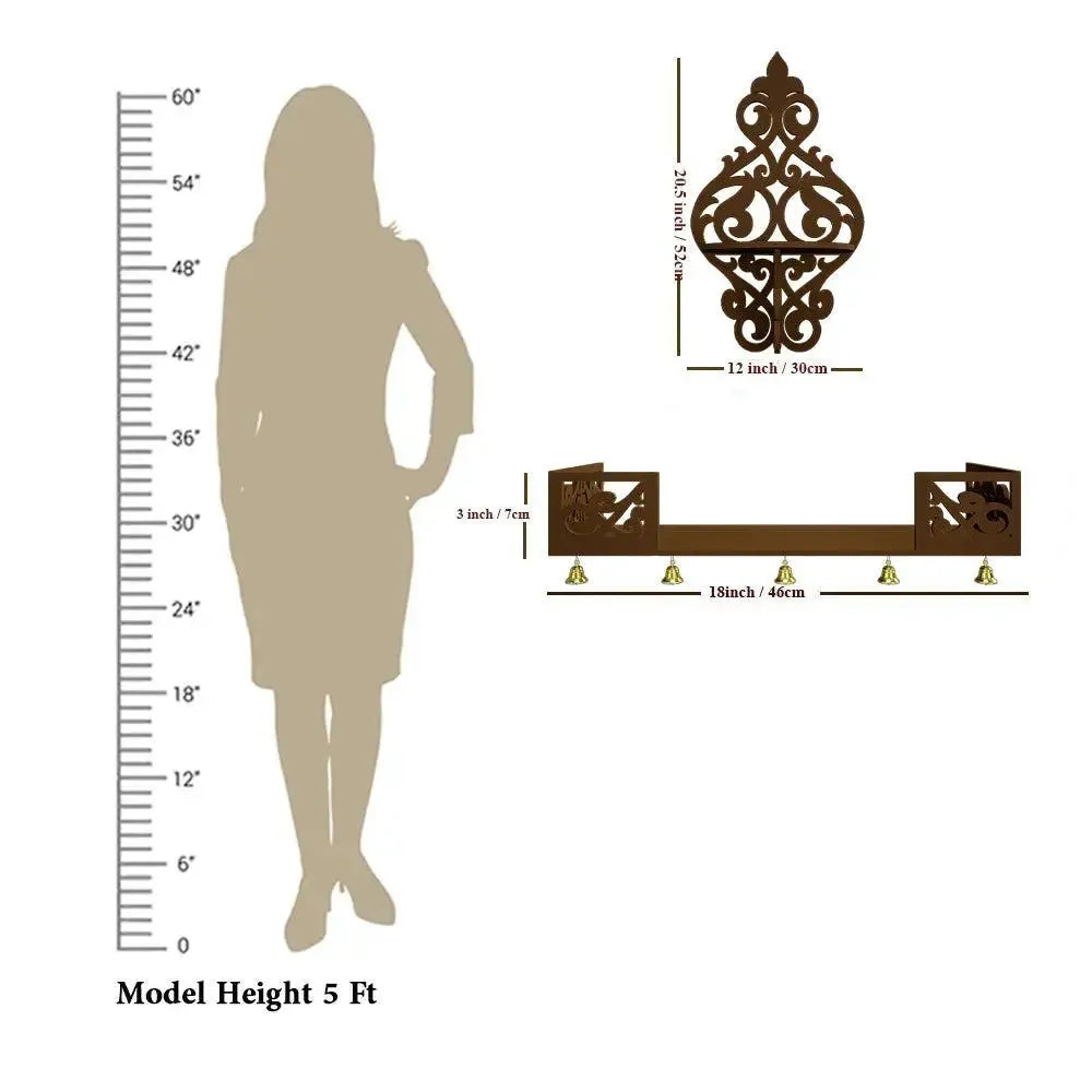 Wall Hanging Pooja Mandir in Brown