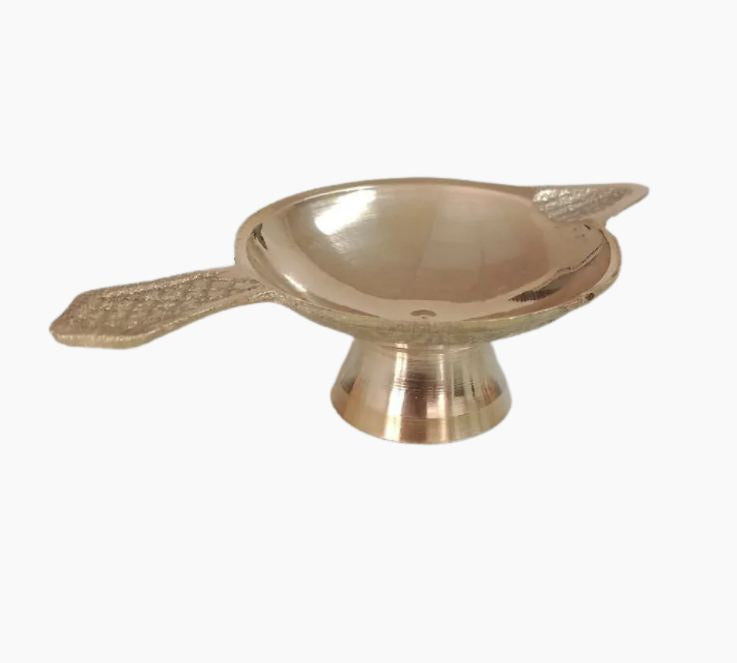Akhand Laxmi Deepak Pital Diya with Petal Motif Incense Holder