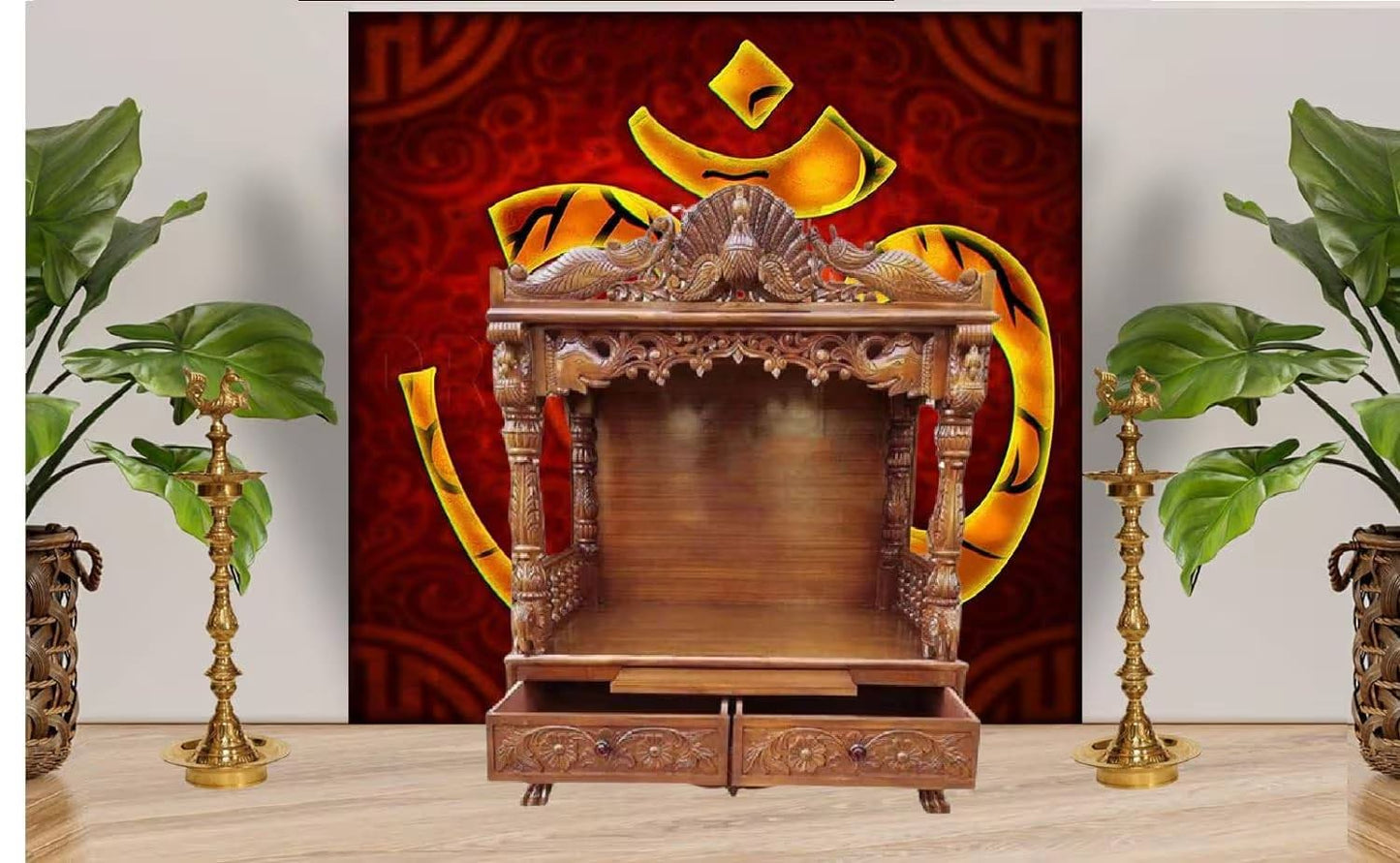 Wooden Mandir for Home Prayer Unit
