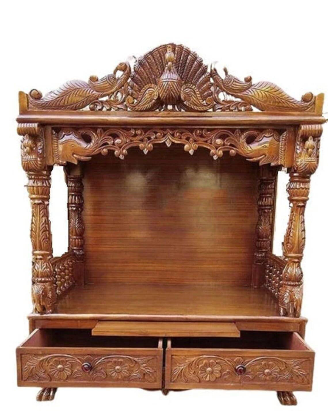 Handcarved Wooden Mandir for Home Prayer