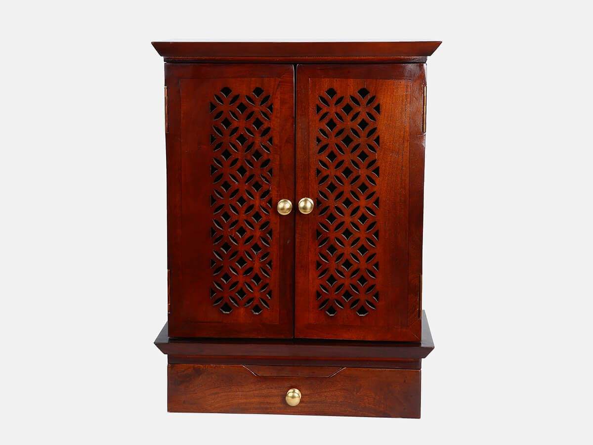 Handcrafted Wooden Mandir with Doors