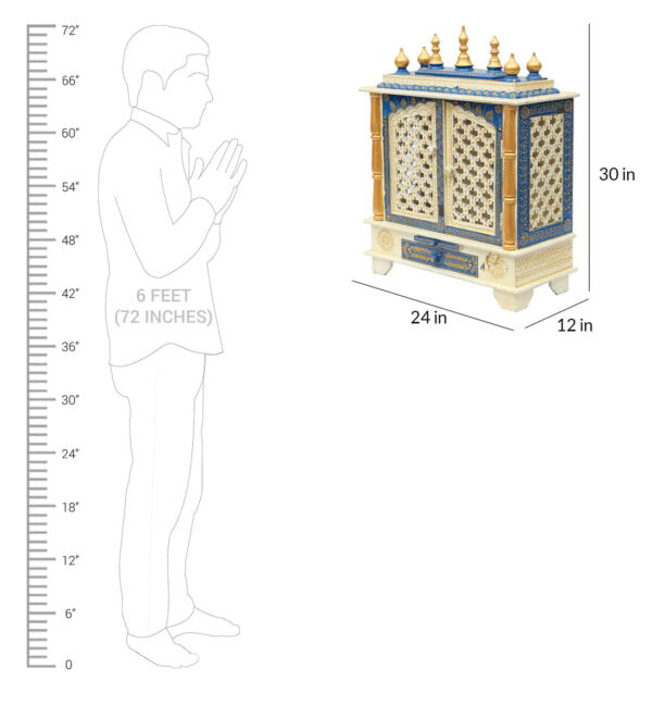 Multi-Blue Wooden Pooja Mandir Online