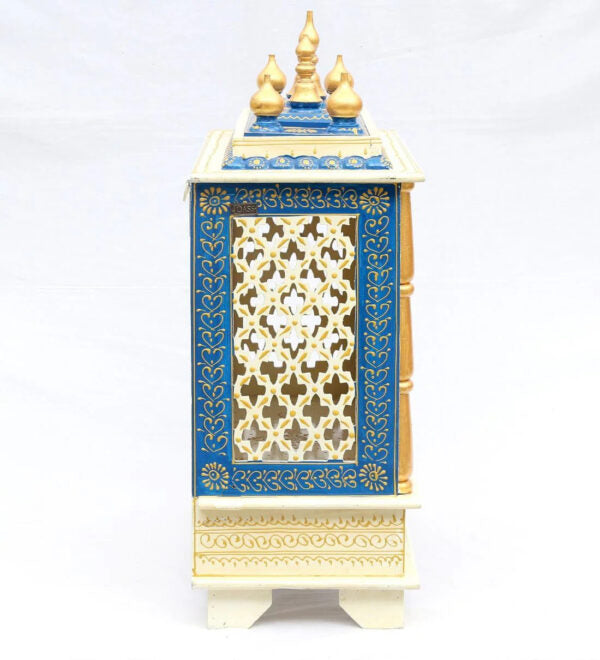 Multi-Blue Wooden Pooja Mandir