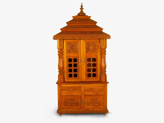 Handicraft Teak Wood Pooja Mandir for Home