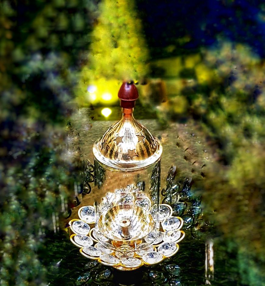 Small Brass Glass Akand Diya