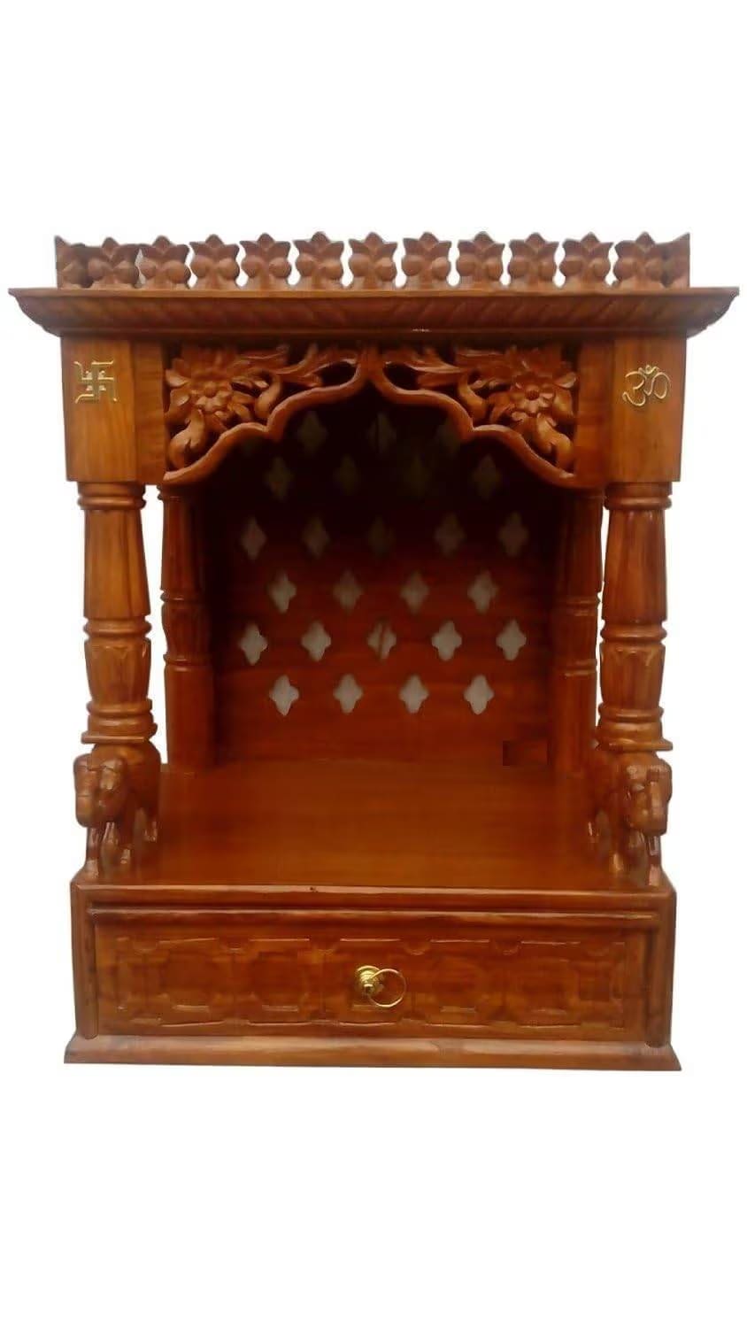 Teak Wood Temple with Elephant