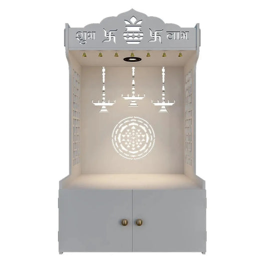 White Wooden Home Mandir