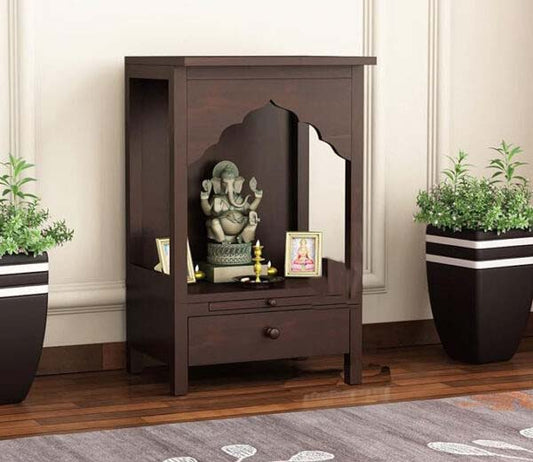 Walnut Finish Wooden Pooja Mandir for Home