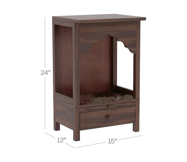 Walnut Finish Wooden Pooja Mandir for Home