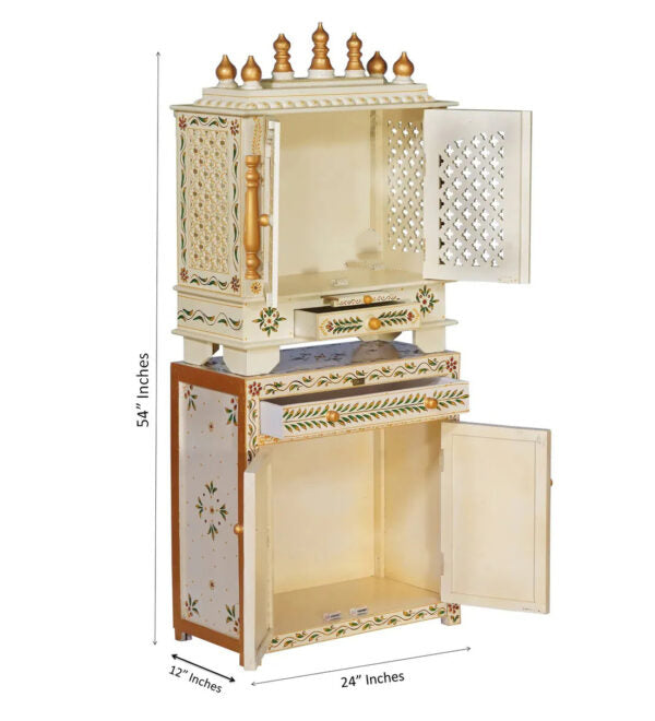 White and Gold Pooja Mandir Online