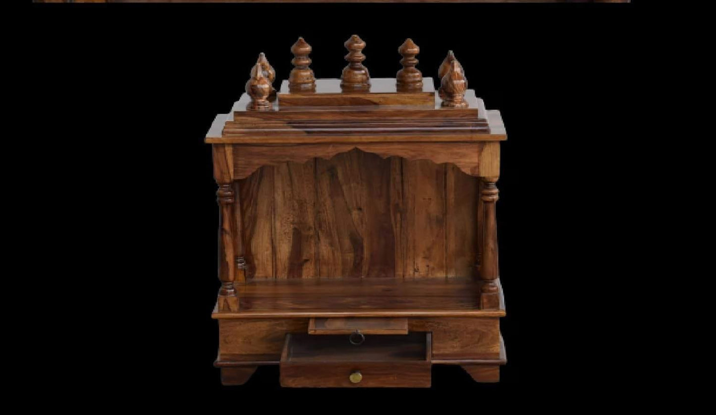 Wooden Mandir in Brown Finish