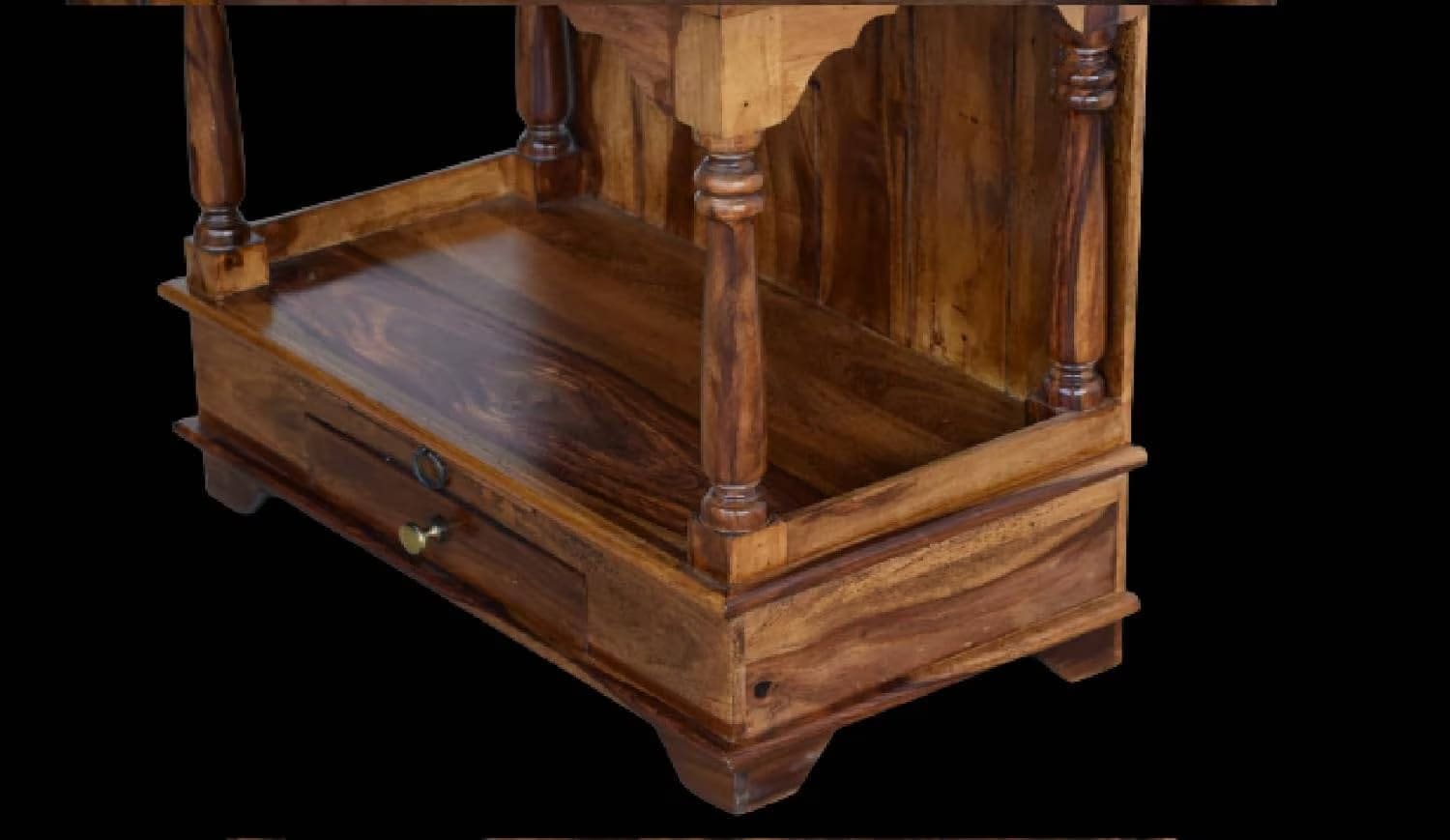 Wooden Mandir in Brown Finish