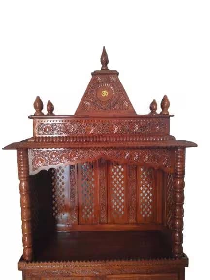 Wooden Mandir with Bottom Storage