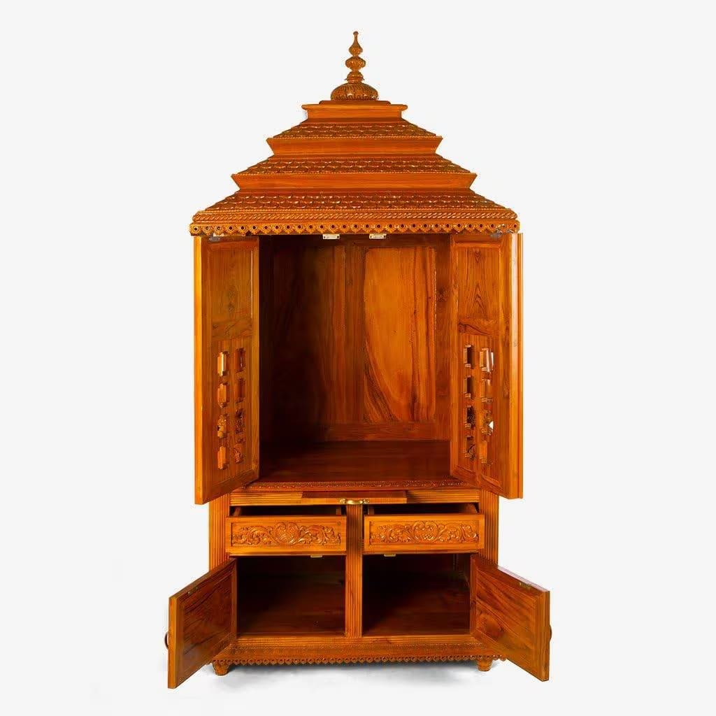 Wooden Mandir with Storage