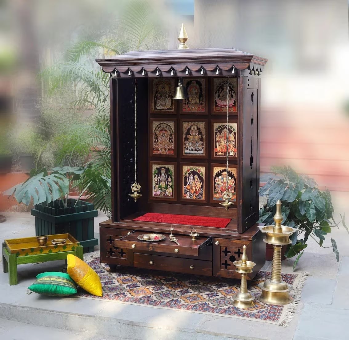 Wooden pooja mandir designs for home