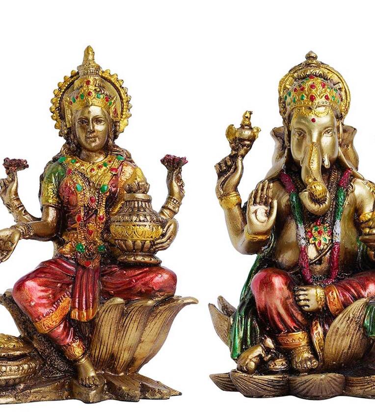 Multicolour Polyresin Laxmi Ganesha