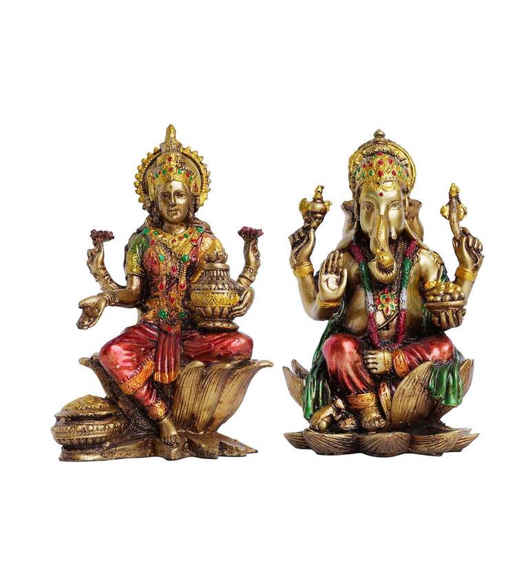 Multicolour Polyresin Laxmi Ganesha