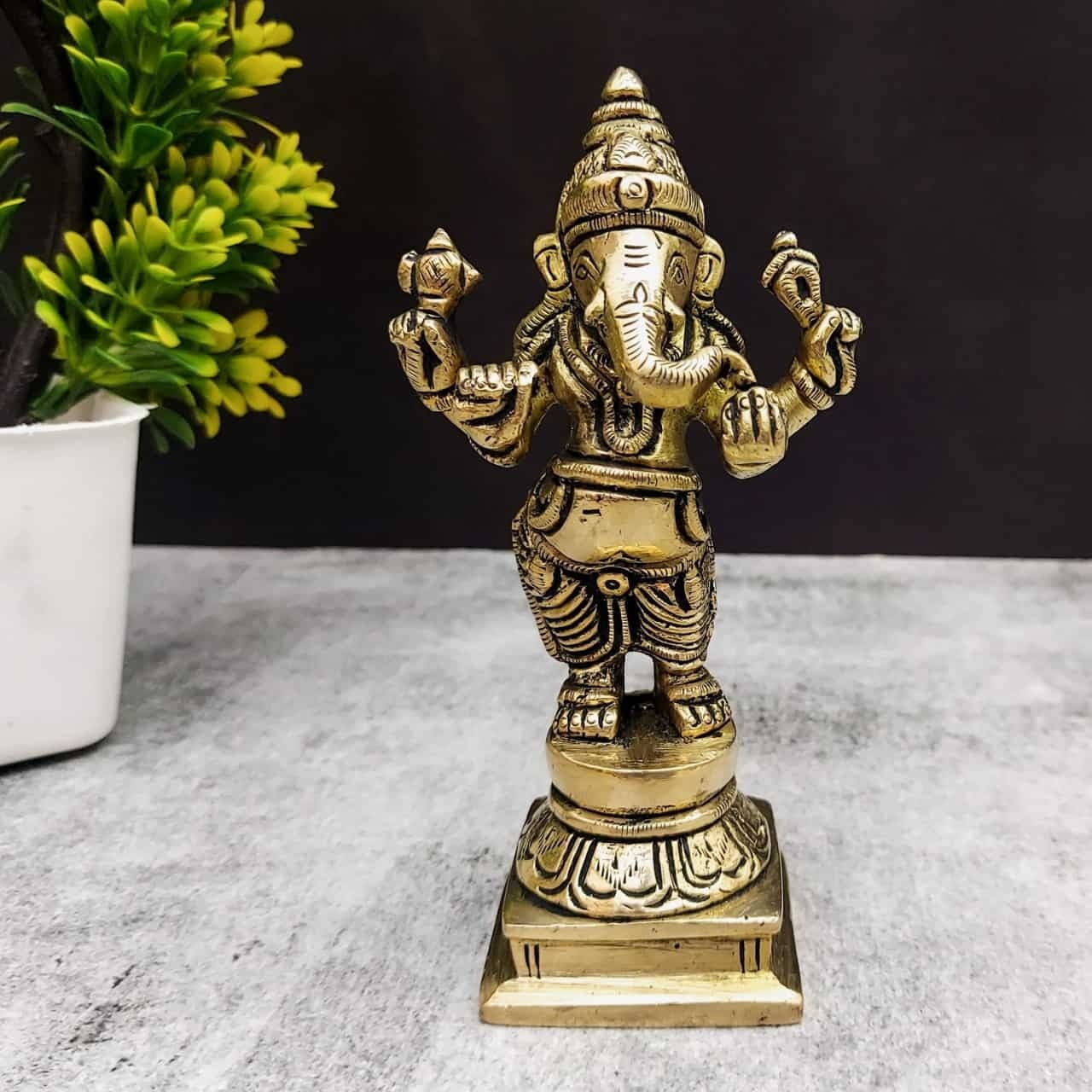 Brass Standing Ganesha Idol