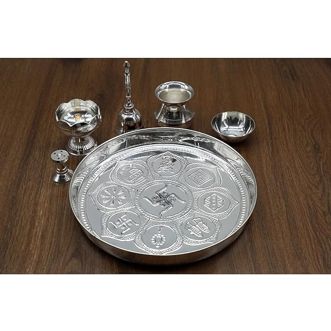 Silver-Plated Pooja Aarti Thali