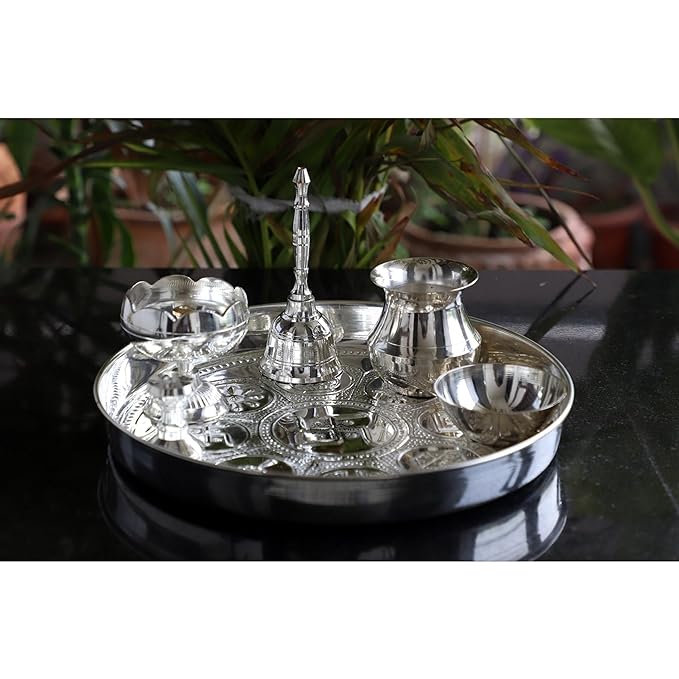 Silver-Plated Pooja Aarti Thali