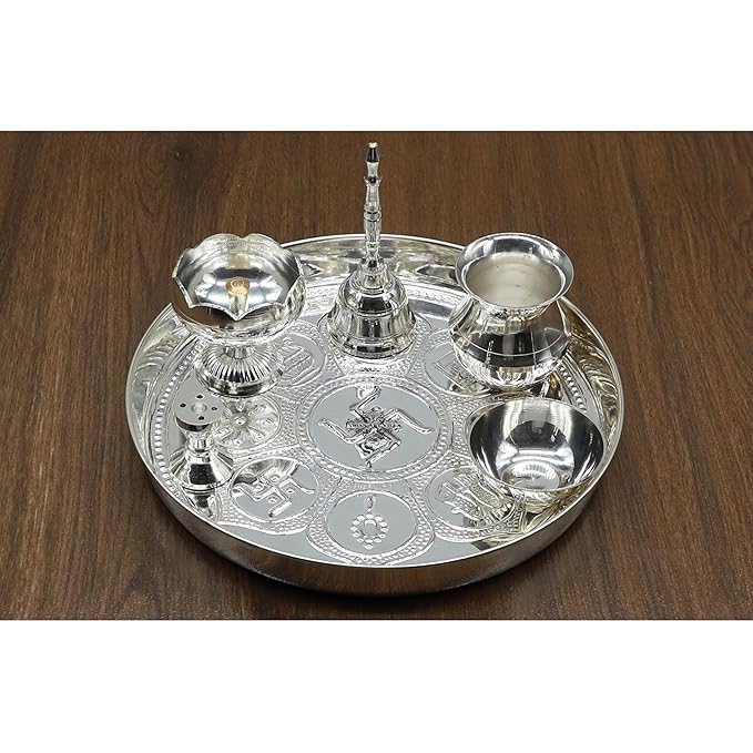 Silver-Plated Pooja Aarti Thali