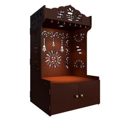 Brown Wooden Temple with Shelf & Light