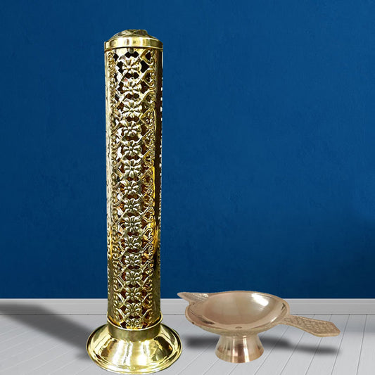Akhand Diya and Incense Holder