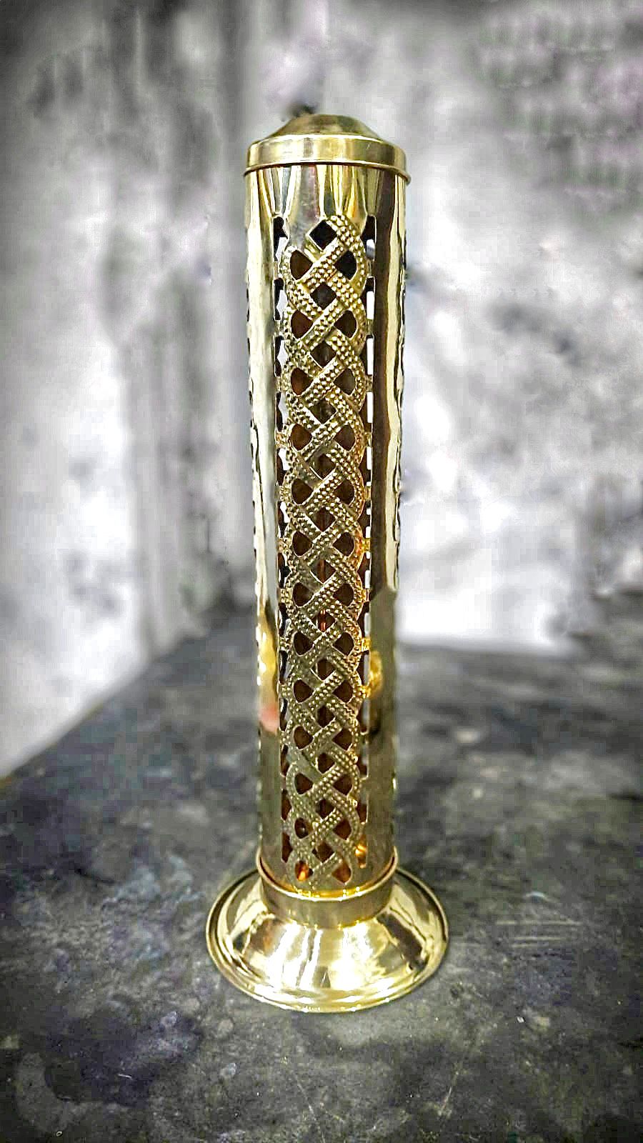 Net Motif Brass Incense Holder with Pital Diya