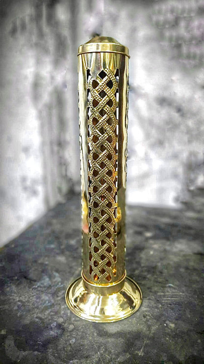 Net Motif Brass Incense Holder with Pital Diya