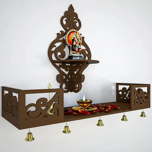 Wall Hanging Pooja Mandir in Brown