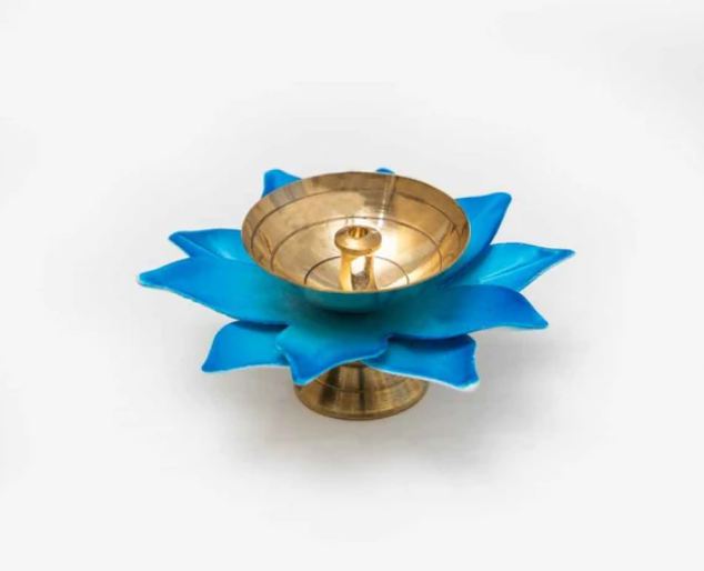 Colourful Brass Diya Combo