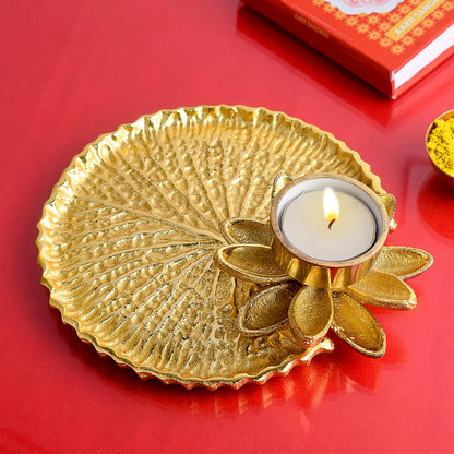 Gold And White Pooja Platter