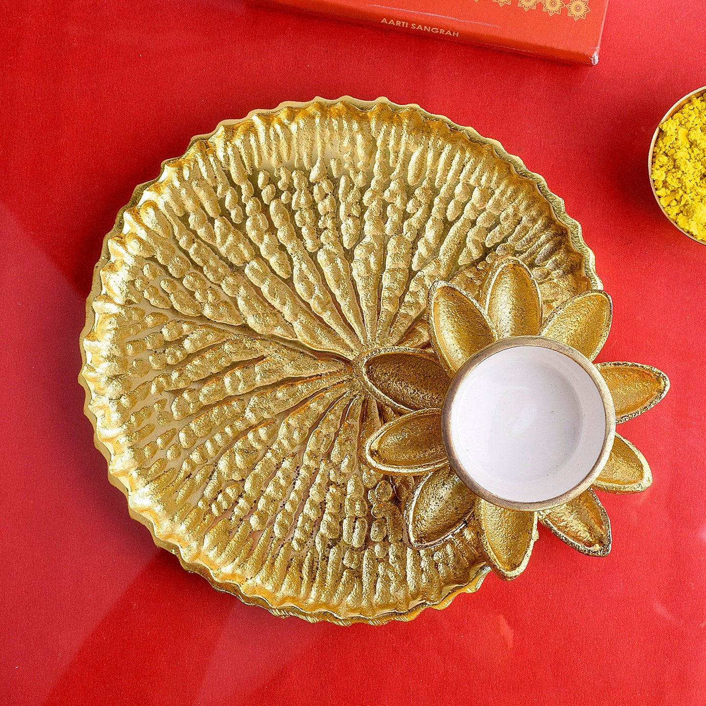 Gold And White Pooja Platter