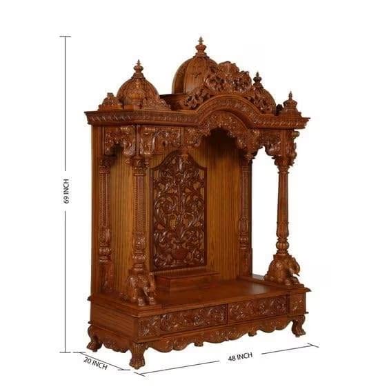 Hand-Carved Teak Wood Mandir Onine 