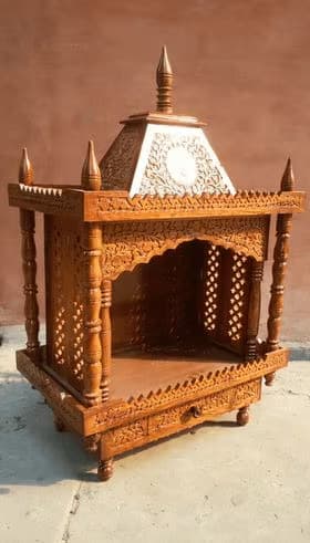 Hand-Carved Wooden Temple 