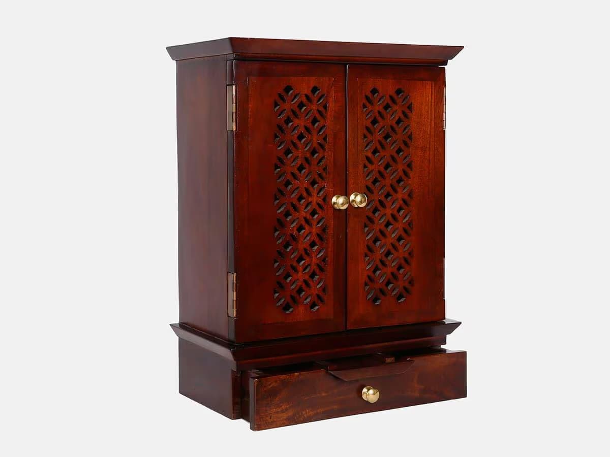 Handcrafted Wooden Mandir with Doors Online