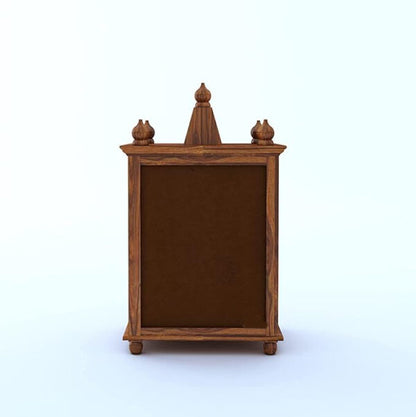 Honey Oak Jali Design Wooden Pooja Mandir for Home