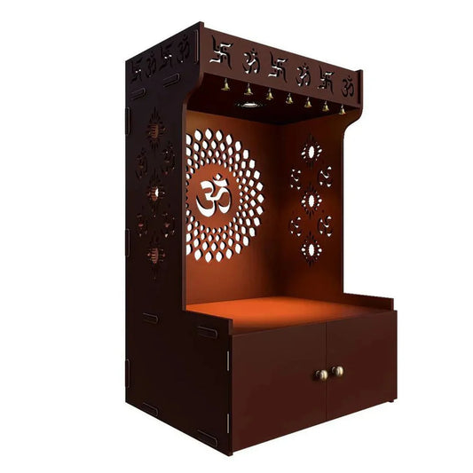 Brown Om Chakra Temple with Light & Shelf