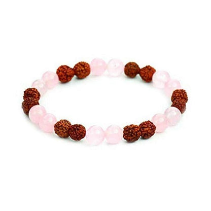 Rose Quartz & 5 Mukhi Rudraksha Bracelet