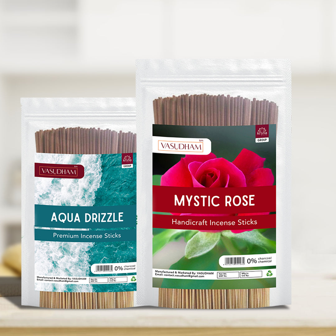 Aqua Drizzle and Mystic Rose Incense Bulk Combo Pack