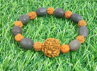 5 Mukhi Rudraksha and Kamal Gatta Stretchable Bracelet