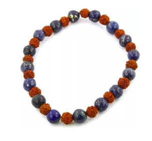 5 Mukhi Rudraksha and Lapis Lazuli Bracelet