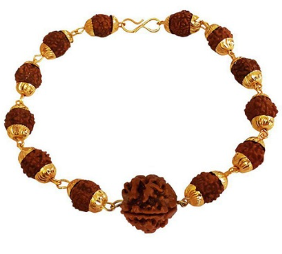 5 Mukhi Rudraksha Golden Cap Bracelet