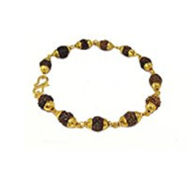 Golden & Brown Rudraksh Bracelet With Cap