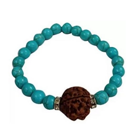 5 Mukhi Rudraksha and Firoza Bracelet