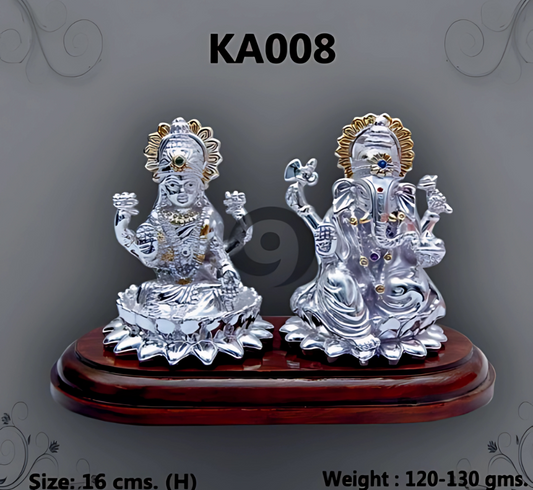 Silver Lakshmi-Ganesh pair